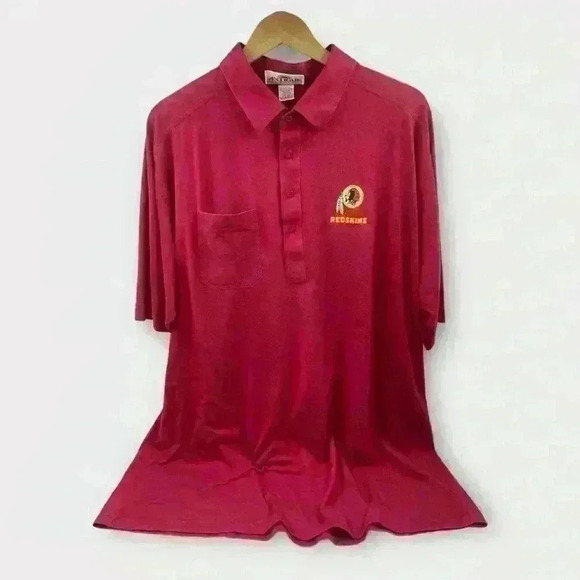 VINTAGE Antiqua XXL Washington Redskins Logo Polo Shirt Burgundy Red Logo - Picture 1 of 9